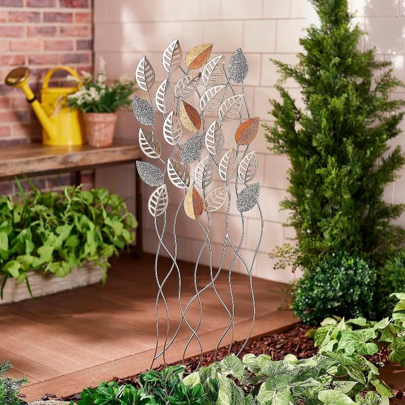 Copper Metal Garden Trellis - Leaves